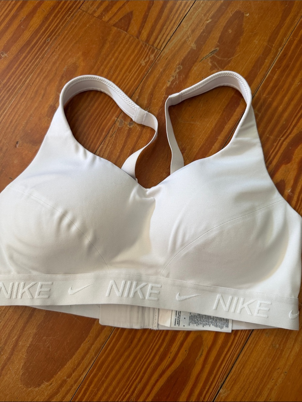Nike White Padded Sports Bra with Branded Elastic Band